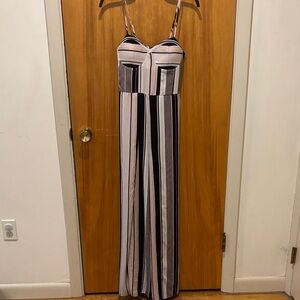 Xhilaration Black and White Striped Jumpsuit